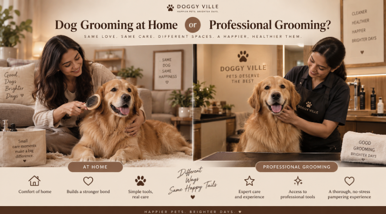 Dog grooming at home compared with professional dog grooming
